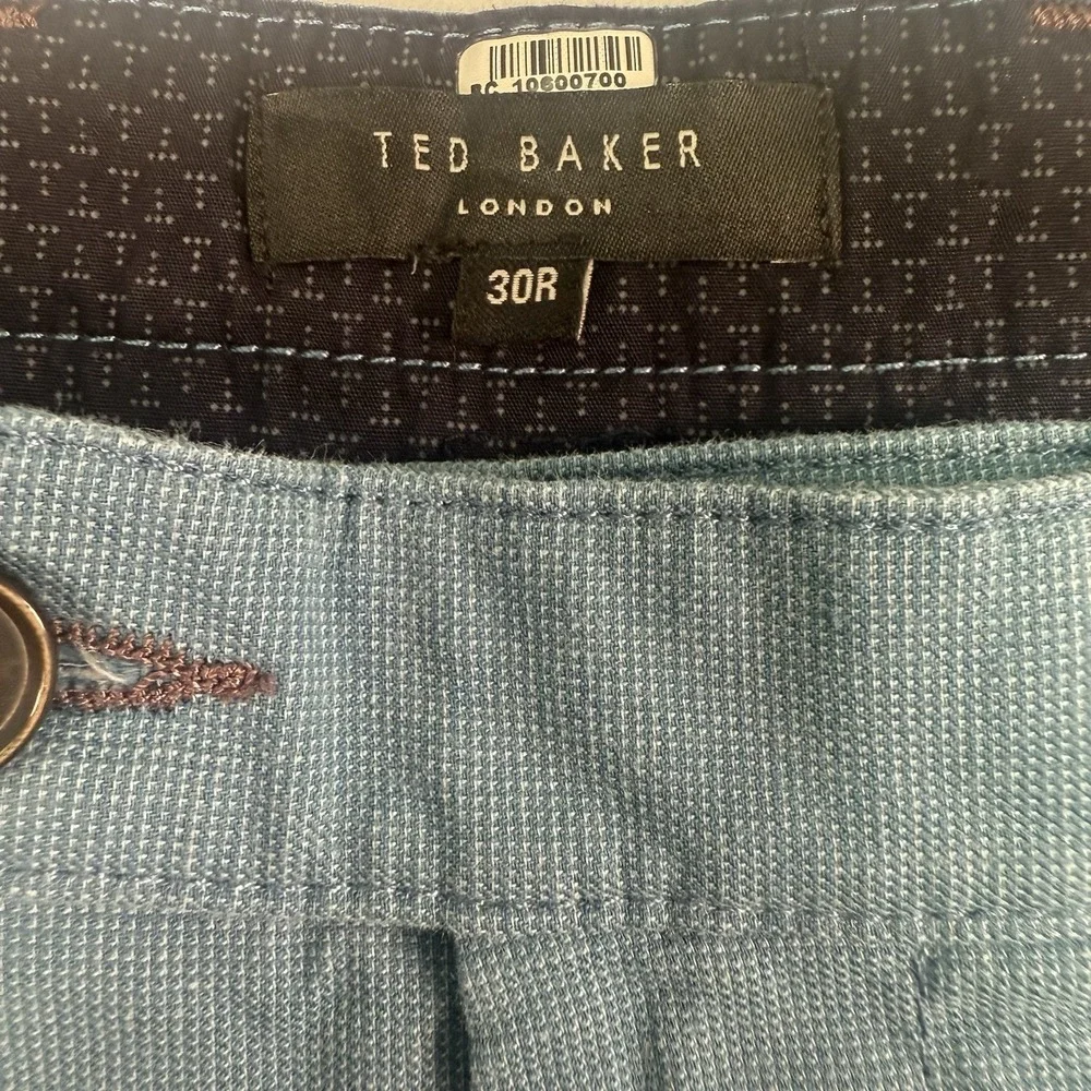 Ted Baker Chino Shorts Mens 30 Regular Blue Cotton Golf Summer Luxury Preppy